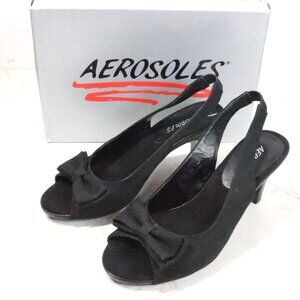 Aerosoles Women's 8M Protoplast Black Fabric Bow Classic Slingback Heels